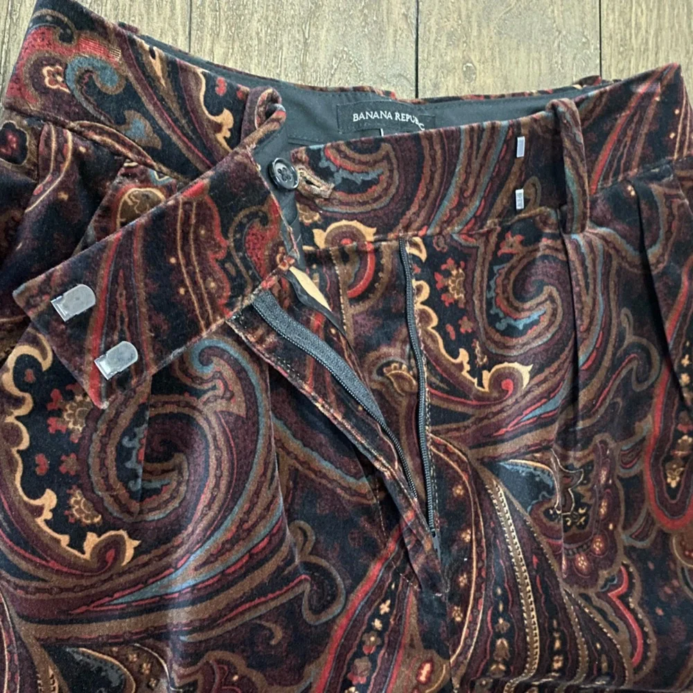 Banana Republic Paisley Velvet Wide‑Leg Pants Size 2 Quiet Luxury Old Money - Picture 11 of 13